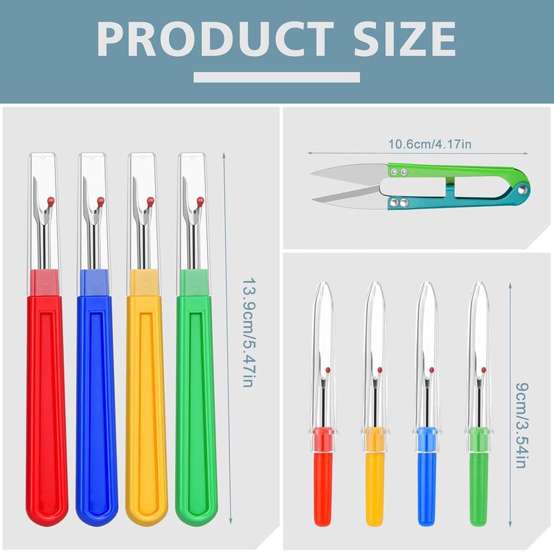 ZMAAGG Seam Ripper, 4 Big and 4 Small Stitch Remover Tools, Seam Rippers for Sewing, Thread Remover Tool with Thread Snip, Storage Box - Image 2